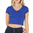 thumbnail image 1 of Women's Casual Slim Fit Short Sleeve V- Neck Basic Crop Top T Shirts, 1 of 2