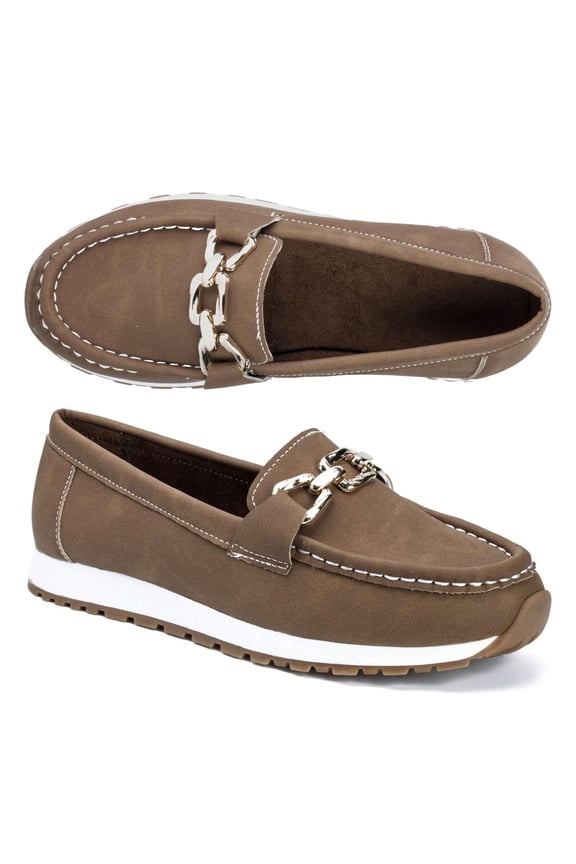 Women's Casual Slip-On Loafer Shoes with Flat Round Toe and Soft Bottom