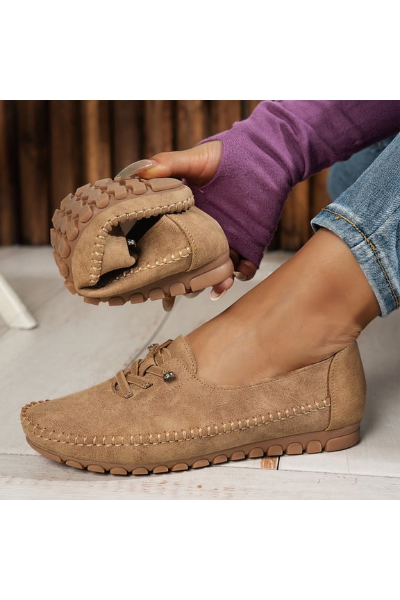 Women's Casual Slip-On Loafers, Soft Suede Wide Width Flat Shoes, Comfortable Flexible Sole Walking Shoes for Work Everyday Wear, 6 Colors