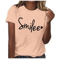 thumbnail image 1 of Women's Casual Smilee Printed Crew Neck T-Shirt Comfortable Fashion Top for Everyday Wear, 1 of 2