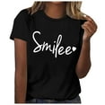 thumbnail image 1 of Women's Casual Smilee Printed Crew Neck T-Shirt Comfortable Fashion Top for Everyday Wear, 1 of 2