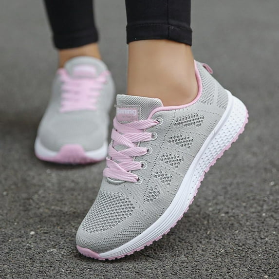 Women's Casual Sneakers - Breathable Mesh Walking Shoes Lightweight Gym Shoes for Women - Vulcanized Sole Fashion Flat Shoes White Comfortable Footwear