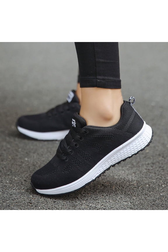 Women's Casual Sneakers - Breathable Mesh Walking Shoes Lightweight Gym Shoes for Women - Vulcanized Sole Fashion Flat Shoes White Comfortable Footwear