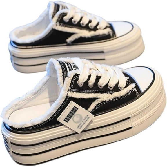 Women's Casual Sneakers - Canvas platform shoes with breathable comfort for indoor, outdoor, and holiday wear