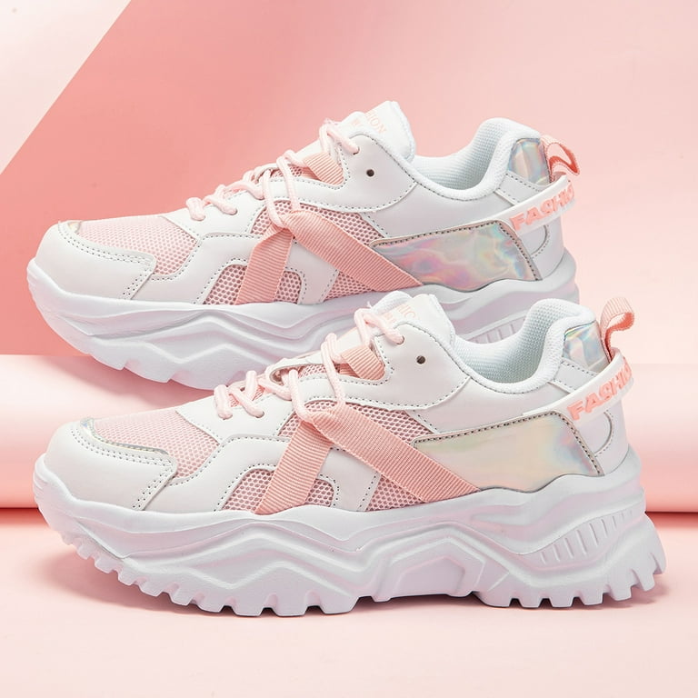 Women s Casual Sneakers Low Top Color block Breathable Mesh Dad Shoes Thick Bottom Fashion Sports Shoes