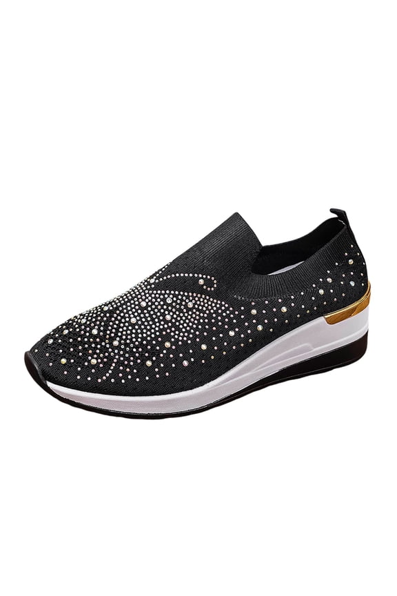 Women's Casual Sneakers Solid Color Minimalist Mesh Flat Anti Slip Sneakers Black 45