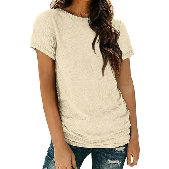 Women's Casual Soft Comfortable Basic Crew Neck Short Sleeve T-Shirt Top for Everyday Wear