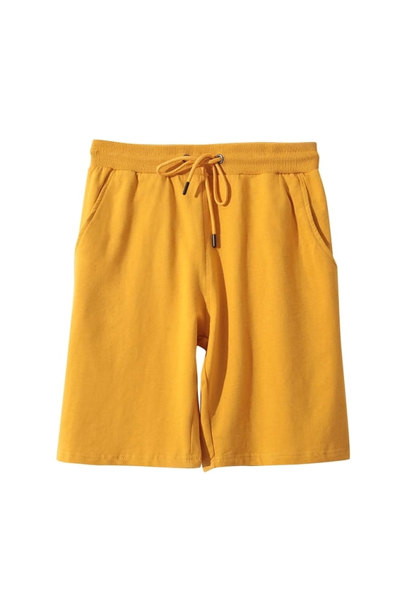 Women's Casual Jersey Bermuda Shorts with Drawstring Elastic Waist Soft Sweatshorts Yellow, XL