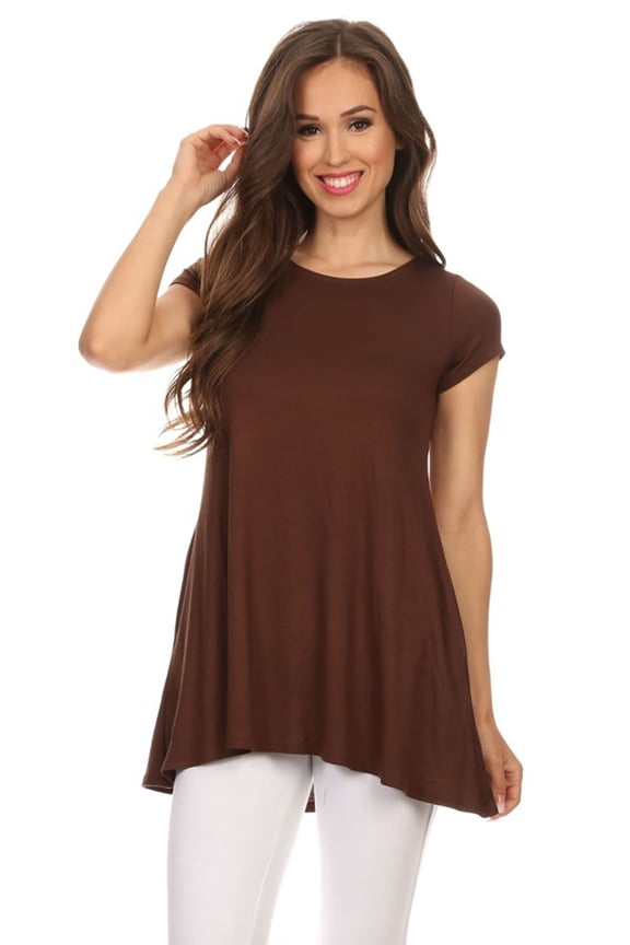 Women's Casual Solid Color Blouse Tunic Top Shirt
