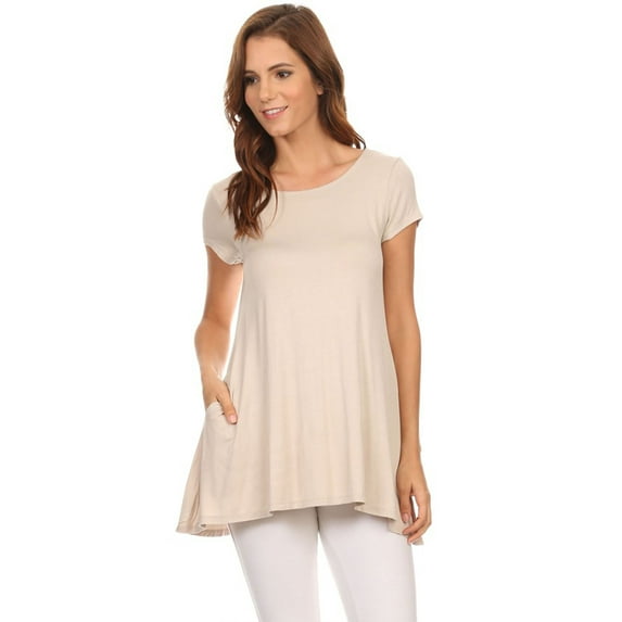 Women's Casual Solid Color Blouse Tunic Top Shirt
