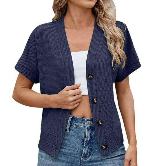 Women's Casual Solid Color Button Short Sleeve T Shirt Loose Fit Top Women Athletic Shirt Layering Long Sleeve Shirts for Women Neck Long Sleeve Tops for Women Shirts Women Exercise Tops Large Shirt