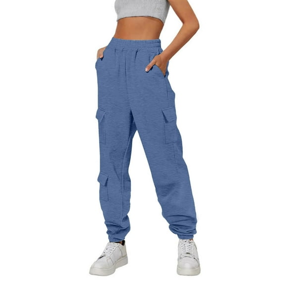 "Women's Casual Solid Color Cargo Pants With Elastic Waist And Pockets Comfortable Jogger Trousers" 3/4 Pants for Women Casual Crop Pants for Women Casual Casual Pants Women Fall Casual Pants for
