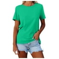 thumbnail image 1 of Women's Casual Solid Color Crew Neck Short Sleeve Loose Fit Comfortable Everyday Basic Tee Top Oversized T-shirts Short Sleeve Crewneck Casual Tops, 1 of 5