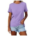 thumbnail image 1 of Women's Casual Solid Color Crew Neck Short Sleeve Loose Fit Comfortable Everyday Basic Tee Top Oversized T-shirts Short Sleeve Crewneck Casual Tops, 1 of 5