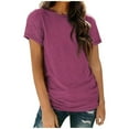 thumbnail image 1 of Women's Casual Solid Color Crew Neck Short Sleeved T Shirt Top Athletic Shirts Women Loose Fit Work Out Shirts Women Women's Striped Shirts Women S Tops Short Sleeve Ladies Tees and Tops Womens, 1 of 3