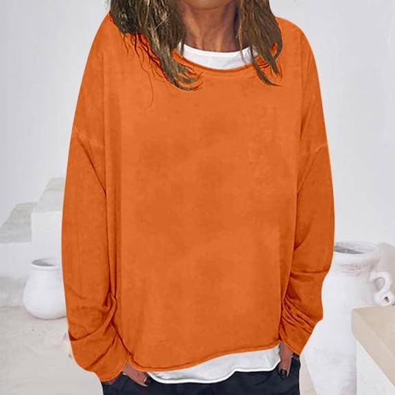 Women's Casual Solid Color DIY Loose Fit Crew Neck Sweatshirt Comfortable And Stylish Pullover Hoodie Shirt Women Women Comfy Dressy Sweatshirt Fall Clothes Women Junior Hoodies Teen Girls Band