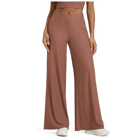 Women's Casual Solid Color Drawstring Loose Straight Leg Pants, Elastic Waist Wide Leg Trousers, Comfortable Lounge Pants for Women, Casual Everyday Wear,Camel,L