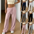 thumbnail image 1 of Women's Casual Solid Color Drawstring Waist Pants with Pocket Trousers Slacks Bottoms Elastic Waistband Relaxed Fit Stretchy Flowy Comfy Lounge Home Travel Essentials | Aestivo,White M, 1 of 9