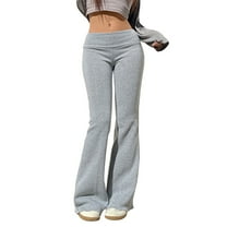 Women's Casual Solid Color Elastic Waist Athletic Sport Pants with Foldable Hem Design for Comfortable Everyday Wear