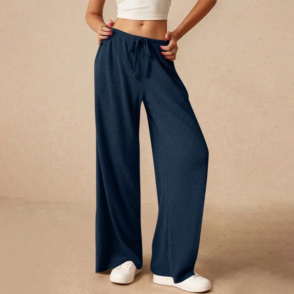 Women's Casual Solid Color Elastic Waist Pants with Pockets