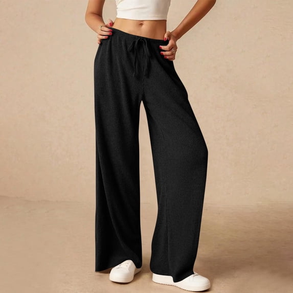Women's Casual Solid Color Elastic Waist Pants with Pockets