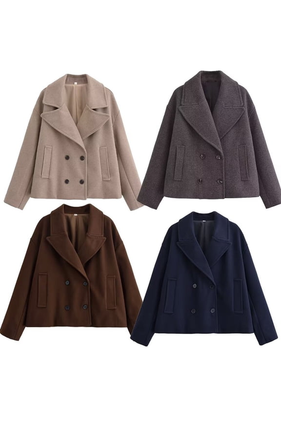 Women's Casual Solid Color Fall Winter Pocket Long Sleeve Jacket Coat Outerwear, Loose Fit Warm Thickened Windproof, Holiday Travel Fashion Gift | CSEONE,Brown L