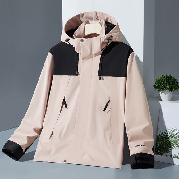 Women's Casual Solid Color Hooded Jacket - Long Sleeve Waterproof Windbreaker for Outdoor Activities, Limited Time Offer