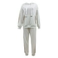 thumbnail image 1 of Women's Casual Solid Color Hoodie Sweatpants Set Sequin Trim Comfortable Stylish Two Piece Outfit Tracksuit Wear, 1 of 2
