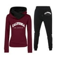 thumbnail image 1 of Women's Casual Solid Color Hoodie Trousers Set Long Sleeve Sporty Print Outfit Comfortable Stylish Wear, 1 of 1