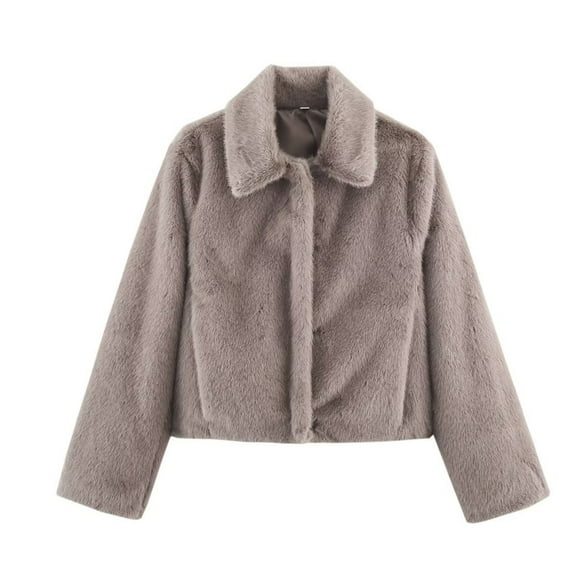 Women's Casual Solid Color Jacket with a Turndown Collar for Cold Weather Wear