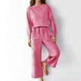 thumbnail image 1 of Women's Casual Solid Color Leisure Set | Textured Drawstring Activewear For Fall & Winter Padding Women Wide Leg Jumpsuits for Women Bridal Shower Outfit for Bride All Two Piece Set for Women Dressy, 1 of 3