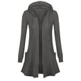 thumbnail image 1 of Women's Casual Solid Color Loose Hooded Cardigan Jacket with Pockets Long Sleeve Top Lightweight Jackets for Women Zip Up Hoodies Jackets Sweatshirts, 1 of 5