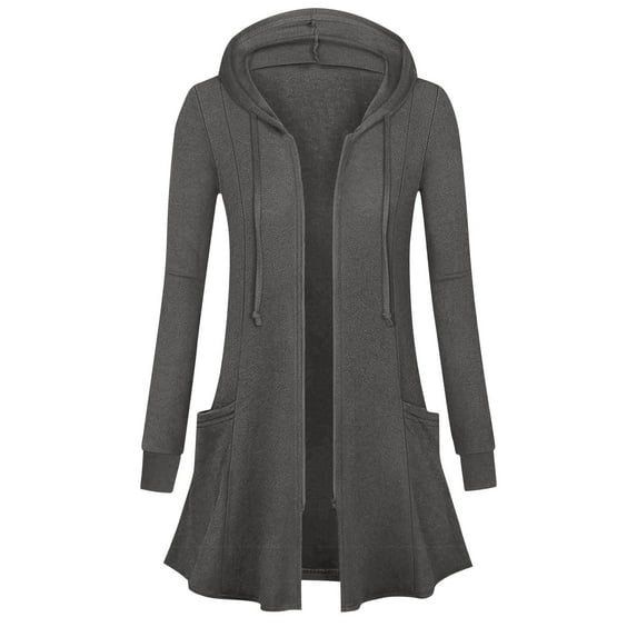 Women's Casual Solid Color Loose Hooded Cardigan Jacket with Pockets Long Sleeve Top Lightweight Jackets for Women Zip Up Hoodies Jackets Sweatshirts