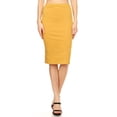 thumbnail image 1 of Moa Collection Knit Pencil Skirt - Yellow Solid Print, 1 of 4