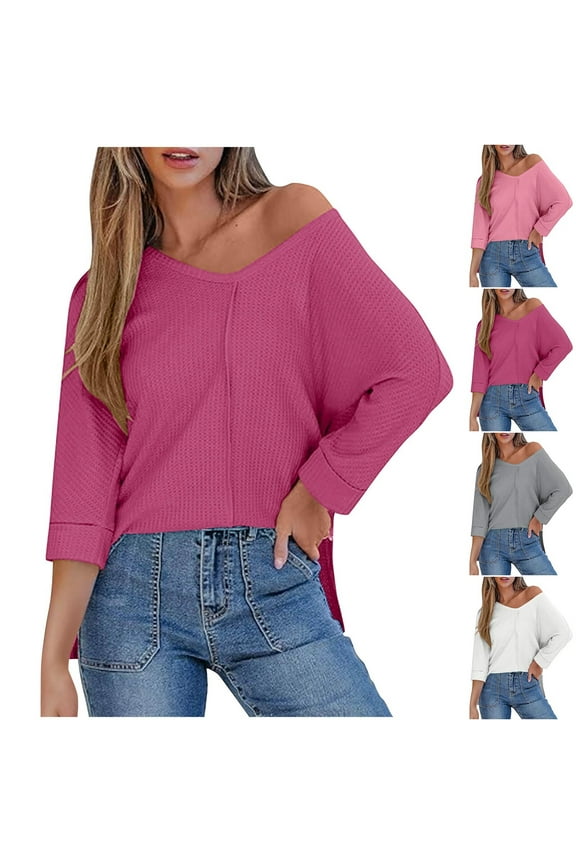 Women's Casual Solid Color Patch Back Long Sleeve Round Neck Pullover Tops Shirts Sweaters Loose Fit Wear for Daily Wear Work Office Fashion Essential | Sopatenor,Gray XL