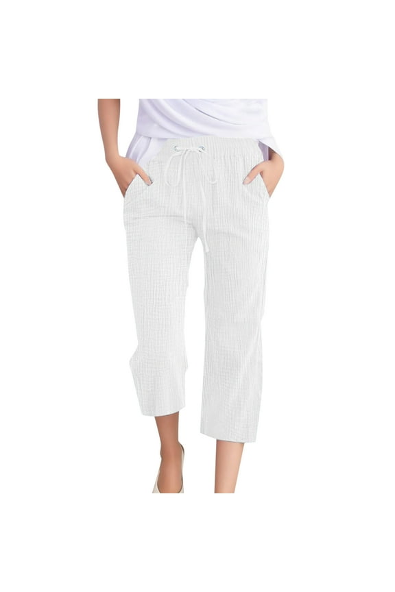 Women's Casual Solid Color Plain Weave Breathable 7/8 Pants