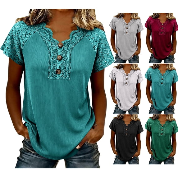 Women's Casual Solid Color Pleated Short Sleeve Round Neck Tops Shirts Blouses for Business Casual Work Office Vacation and Daily Wear Fashion Essential | Sopatenor,Black XL