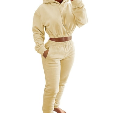 Women's Casual Solid Color Pullover Long Sleeved Hooded Sweatshirts And Pants Two-piece Outfits Set