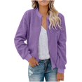thumbnail image 1 of Women's Casual Solid Color Reversible Jacket Coat Sweaters for Cold Weather Women Jacket Women Full Zip Microfiber Jacket Zip Scrub Jacket Women's Sweater Coats Shirt with Hood Women Tantrum Jacket, 1 of 6