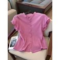 thumbnail image 1 of Women's Casual Solid Color Short Sleeve Shirt, Summer, 1 of 6