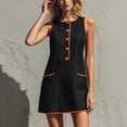 thumbnail image 1 of Women's Casual Solid Color Sleeveless Button Up Dress, Round Neck, 1 of 7