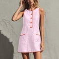 thumbnail image 1 of Women's Casual Solid Color Sleeveless Button Up Dress, Round Neck, 1 of 7