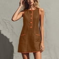 thumbnail image 1 of Women's Casual Solid Color Sleeveless Button Up Dress, Round Neck, 1 of 7