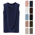 thumbnail image 1 of Women's Casual Solid Color Sleeveless Round Neck Tank Top Tee Shirt Home Loungewear Comfortable Soft Stretchy Relaxed Fit Versatile Layering Piece Wardrobe Staple | CSEONE,Light Blue M, 1 of 8