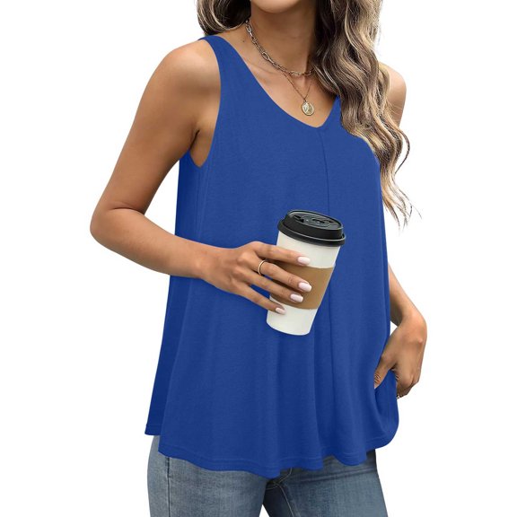 Women's Casual Solid Color Sleeveless V Neck Loose Fit Tank Top For Everyday Wear Athletic Womens Top Active Yoga Tops for Women Workout Tops for Women A Athletic Undershirt Women Sleeveless