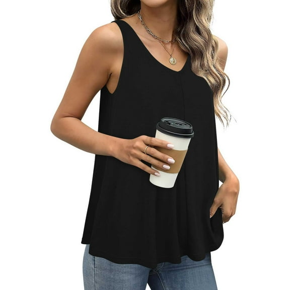 Women's Casual Solid Color Sleeveless V Neck Loose Fit Tank Top For Everyday Wear Athletic Womens Top Active Yoga Tops for Women Workout Tops for Women A Athletic Undershirt Women Sleeveless