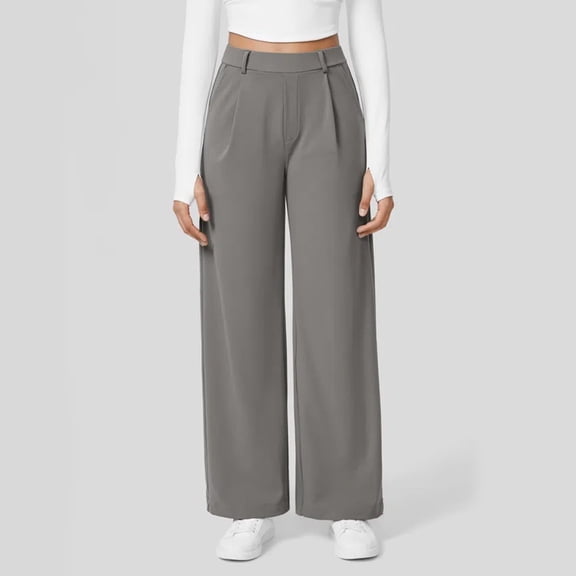 Women's Casual Solid Color Straight Leg Pants, Comfortable Everyday Trousers, Versatile Lounge Wear for Office, Shopping and Relaxation,Gray,M