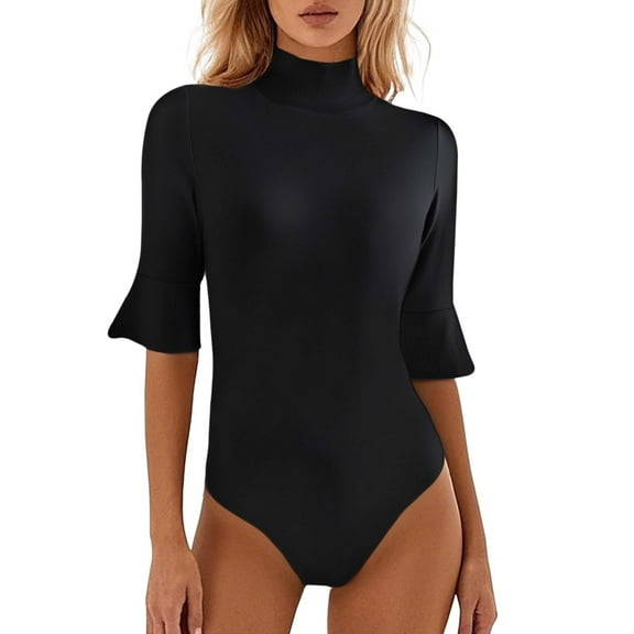 Women's Casual Solid Color Summer Jumpsuit With Flared Sleeves And Five Quarter Sleeves