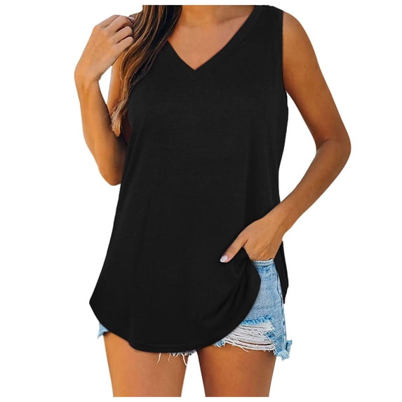 Women's Casual Solid Color T-Shirt Comfortable Fit Stretchable Soft Fabric Breathable Tank Top for Everyday Wear