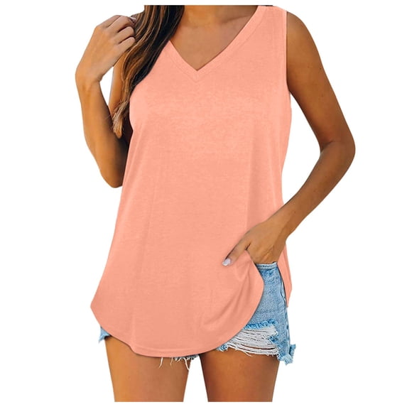 Women's Casual Solid Color T-Shirt Comfortable Fit Stretchable Soft Fabric Breathable Tank Top for Everyday Wear